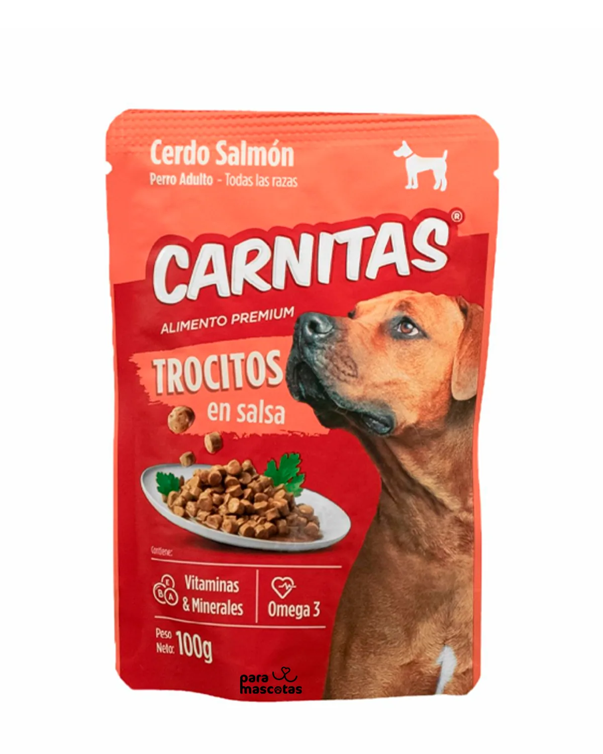 Carnitas Comida Húmeda para Perros Adultos Cerdo y Salmón 100 g - Miniatura 1