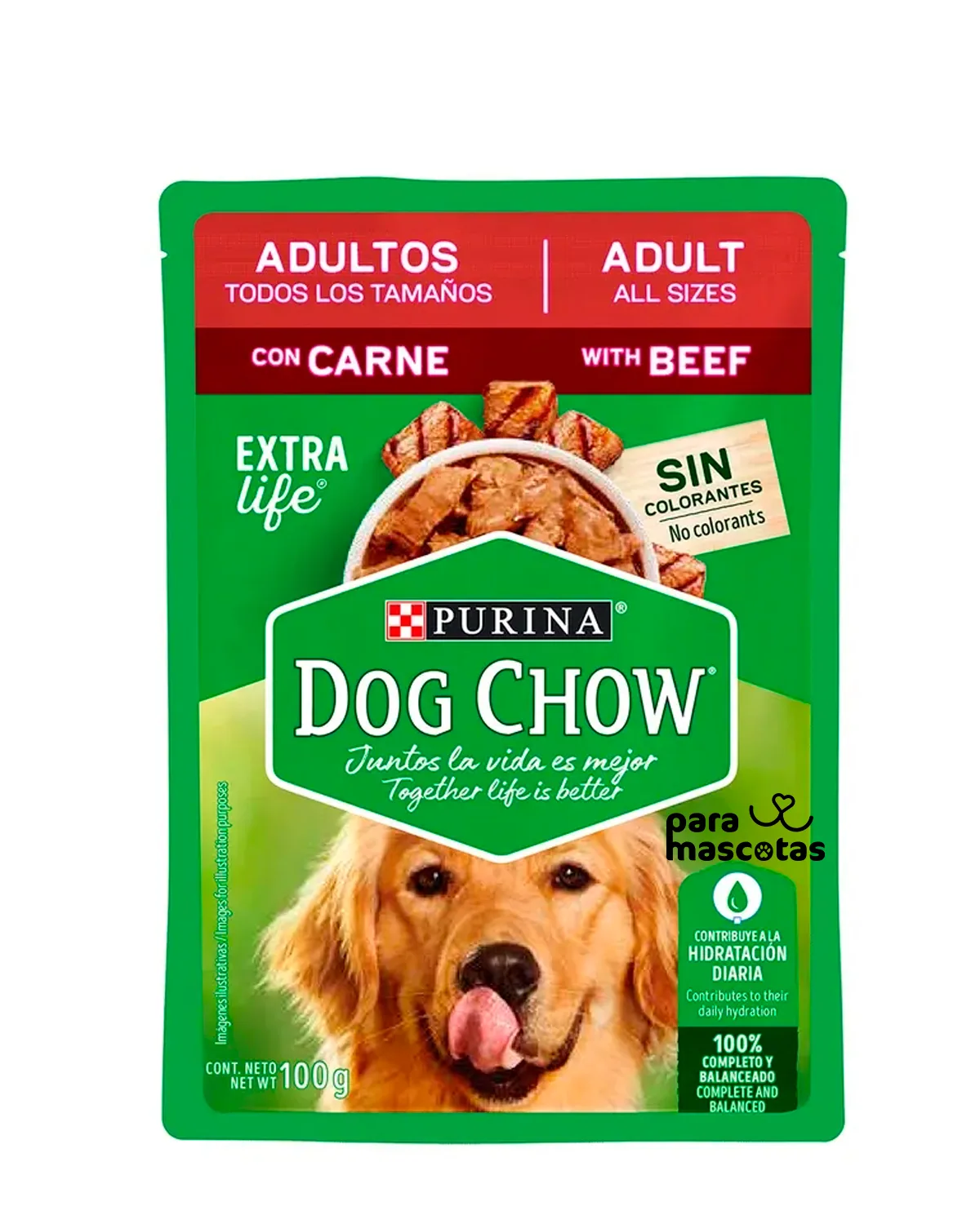 Dog Chow Comida Húmeda para Perros Adultos Carne 100 g - Miniatura 1