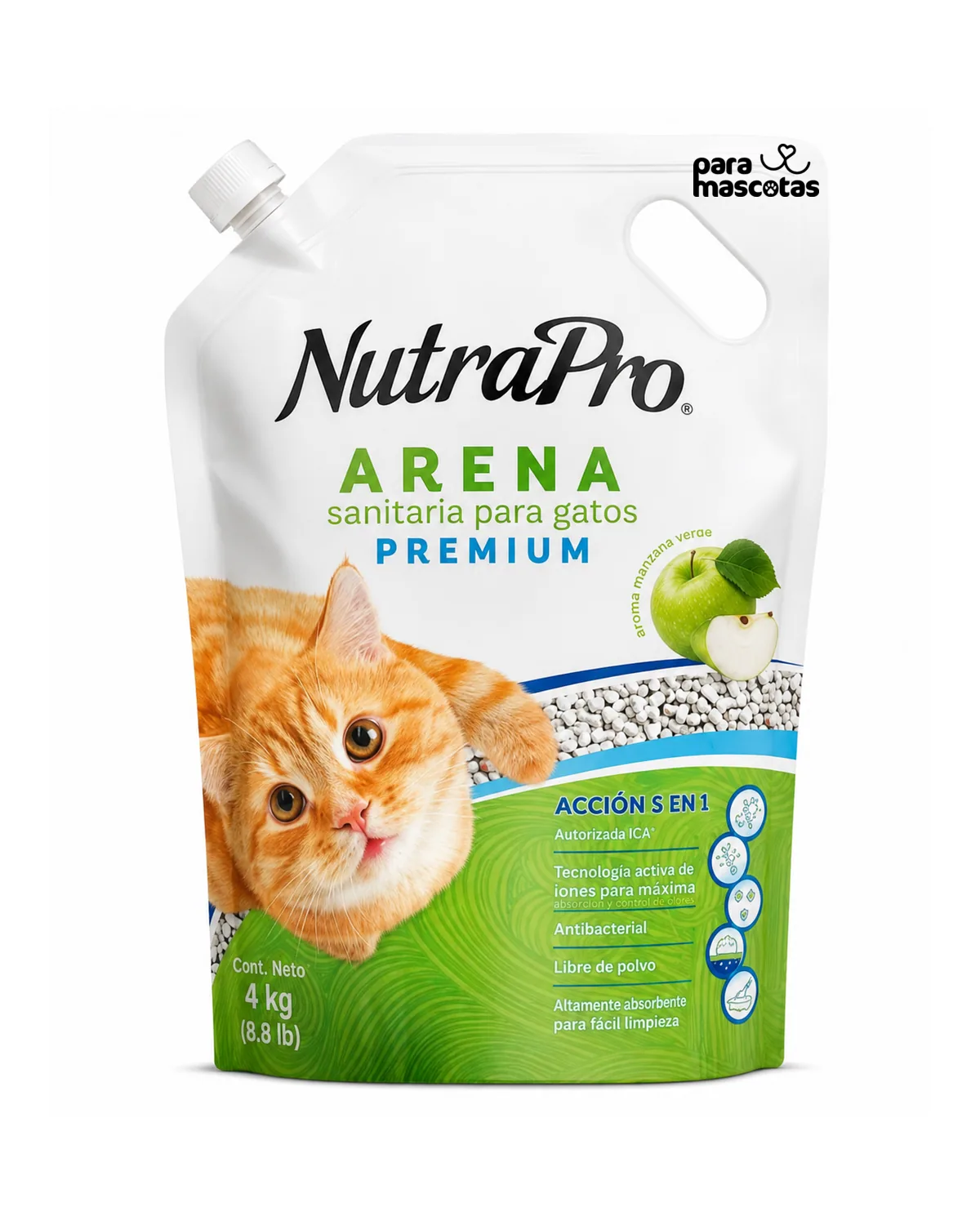 Arena para gatos manzana verde Producto simple imagen de ficha en ParaMascotasEC