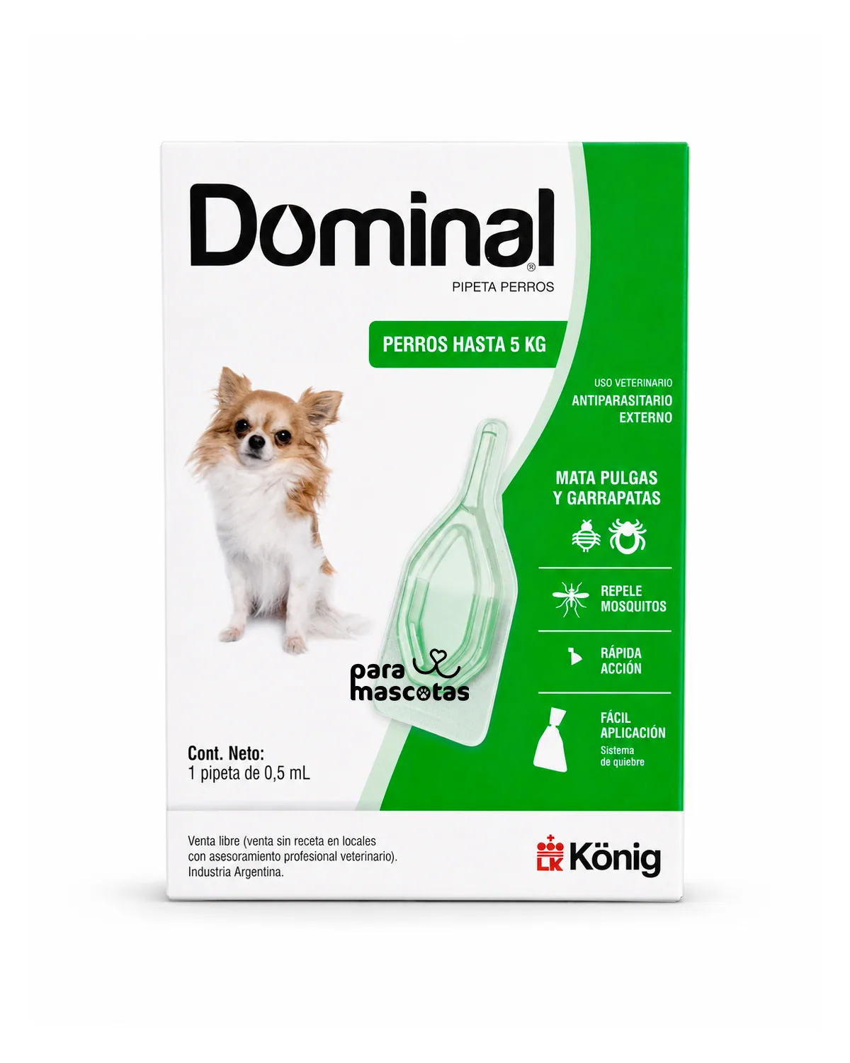 Dominal Pipeta Dominal Antiparasitario Externo para Perros 0.5 ml Salud Perro imagen de ficha en ParaMascotasEC